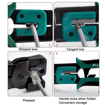 ProsKit Dual-purpose 6/8P Iron Handle Network Ratchet Crimping Plier, CP-376ER