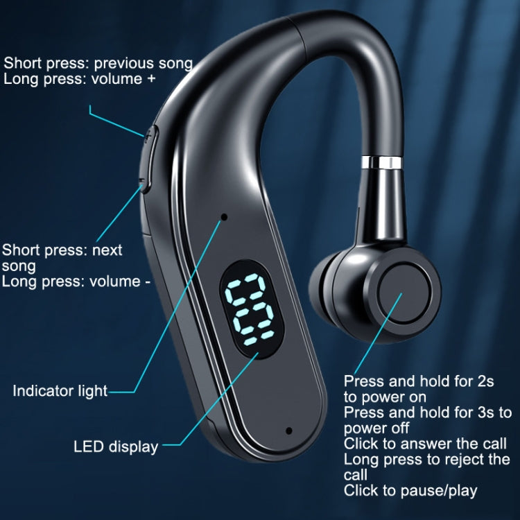 Bluetooth Business Hanging Ear Digital Display LED Sports Driving Headset, X5 Standard