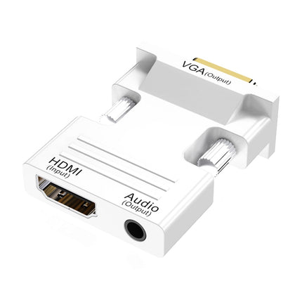 HDMI Female To VGA Male With Audio Adapter Computer Monitor TV Projector Converter, White, Gold, Black