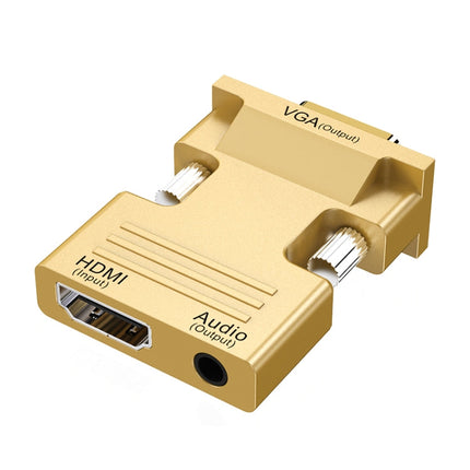 HDMI Female To VGA Male With Audio Adapter Computer Monitor TV Projector Converter, White, Gold, Black