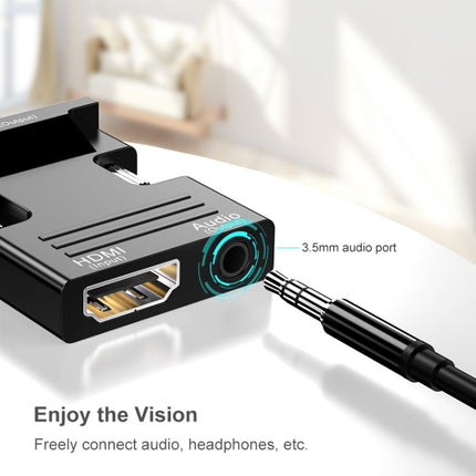 HDMI Female To VGA Male With Audio Adapter Computer Monitor TV Projector Converter, White, Gold, Black