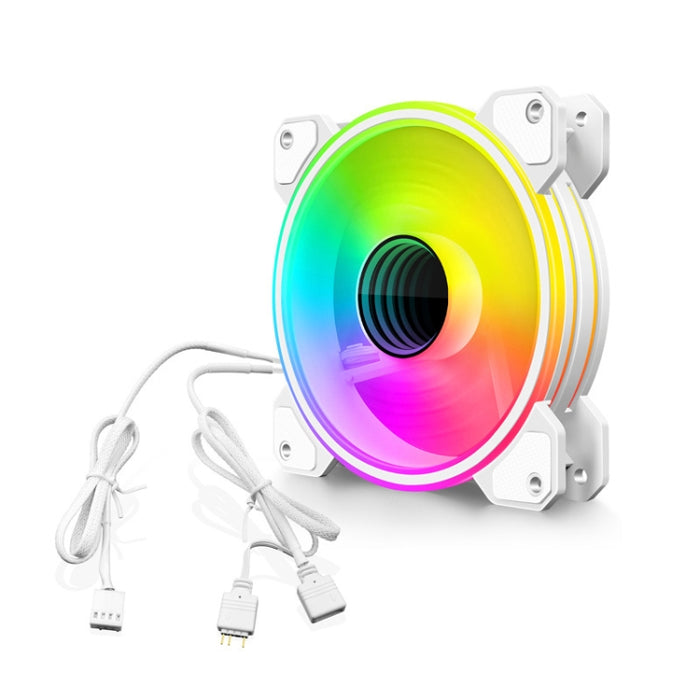 COOLMOON 12cm Infinity Lens Computer Cooling Fan PWM ARGB Chassis Cooling Fan(White)