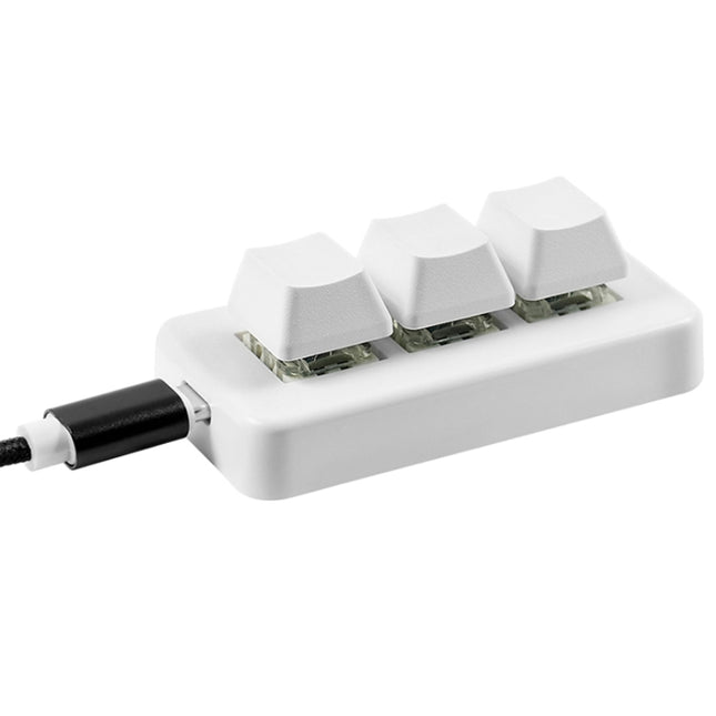 MK321 3 Keys Custom Keys Game Office PS Clip Macro Programming Keypad, Cable Length: 1.5m, White, Black