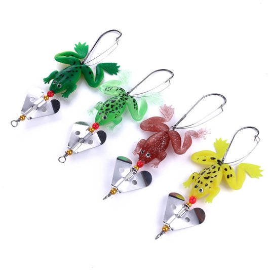 2 Sets HENGJIA SP011 7cm 6g Frog Soft Fish Sequins Freshwater Single Hook Bionic Bait, SP011 4 Colors