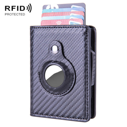 X-80 RFID Anti-theft Brushed Leather Card Holder For AirTag 2nd Gen / AirTag 1st Gen, Black, Blue, Coffee, Apricot, Carbon Fiber Black