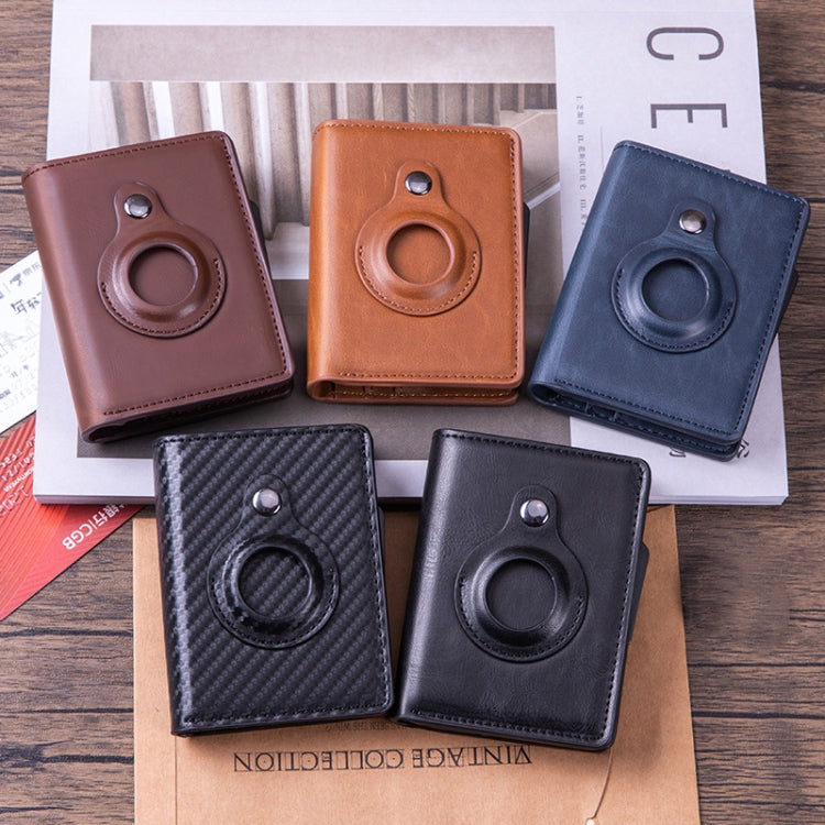 X-80 RFID Anti-theft Brushed Leather Card Holder For AirTag, Black, Blue, Coffee, Apricot, Carbon Fiber Black