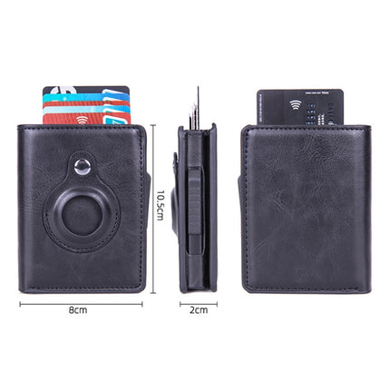 X-80 RFID Anti-theft Brushed Leather Card Holder For AirTag 2nd Gen / AirTag 1st Gen, Black, Blue, Coffee, Apricot, Carbon Fiber Black