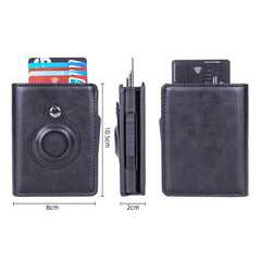 X-80 RFID Anti-theft Brushed Leather Card Holder For AirTag, Black, Blue, Coffee, Apricot, Carbon Fiber Black