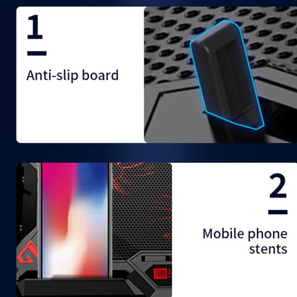 CoolCold  17inch Gaming Laptop Cooler Six Fan Two USB Port 2600RPM Laptop Cooling Pad