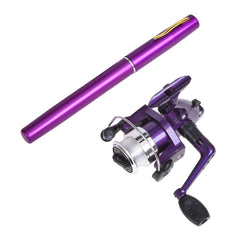 LEO Pen Type Fishing Rod & Spinning Wheel Fishing Reel Portable Pocket Fishing Gear, H8022 Silver, H8022G Gold, H8022PU Purple