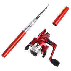 LEO Pen Type Fishing Rod & Spinning Wheel Fishing Reel Portable Pocket Fishing Gear, H8022 Silver, H8022G Gold, H8022PU Purple