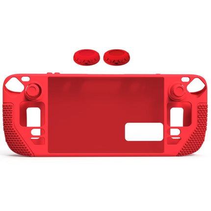 All-Inclusive Silicone Cover With Button Cap For Steam Deck, (Black), (Blue), (Red), (Pink)