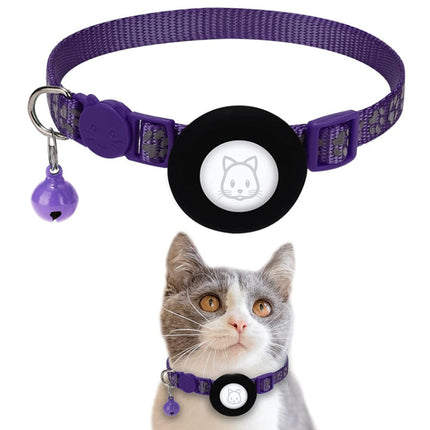 Pet Cat Reflective Collar with Bell for AirTag 2nd Gen / AirTag 1st Gen, Blue, Purple, Black, Pink, Orange, Light Green, Rose Red, Green, Yellow