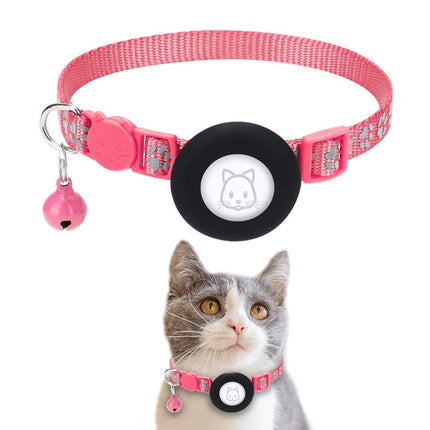 Pet Cat Reflective Collar with Bell for AirTag 2nd Gen / AirTag 1st Gen, Blue, Purple, Black, Pink, Orange, Light Green, Rose Red, Green, Yellow