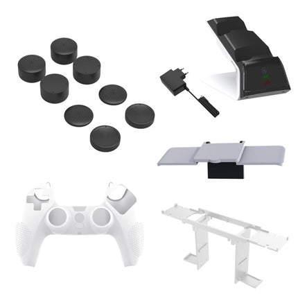 JYS JYS-P5151 For PS5 12 In 1 Handle Charger + Rocker Cap + Privacy Cover + Silicone Cover + Bracket Set