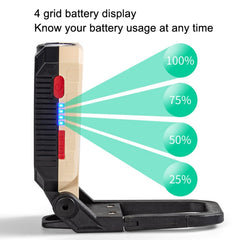 COB Work Light USB Charging Hook Emergency Flashlight Maintenance Lamp, Style:, W598A 8 Hole, W598B Small, W599A 10 Hole, W599B Large