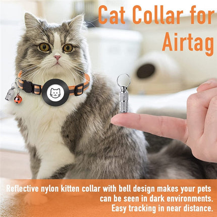 Pet Anti Lost Address Pendant Collar with Bell for AirTag 2nd Gen / AirTag 1st Gen, Green, Purple, Black, Pink, Orange, Blue