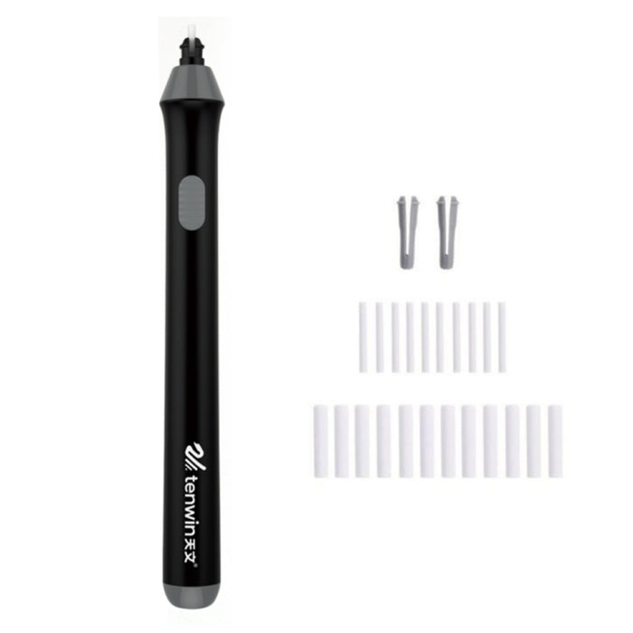 Tenwin 8302 Adjustable Electric Eraser With Rubber Refills For Sketch Drawing Erasing, Black, White, Grey
