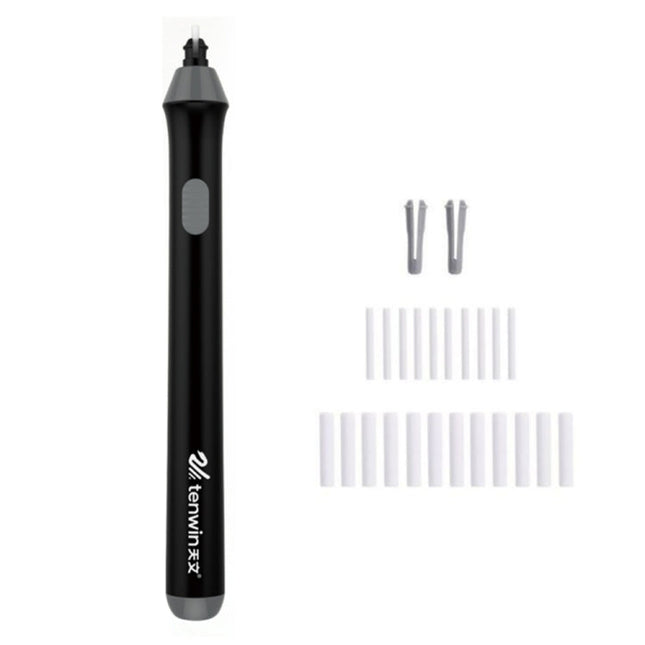 Tenwin 8302 Adjustable Electric Eraser With Rubber Refills For Sketch Drawing Erasing, Black, White, Grey