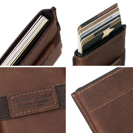 HUMERPAUL BP977 RFID Anti-Theft Card Box Leather Automatic Credit Card Set, BP977 Dark Brown, BP977 Brown, BP977 Black