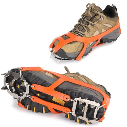 1 Pair  18 Large Spikes Crampons Outdoor Winter Walk Ice Fishing Snow Shoe Spikes,Size:, M Black, L Black, M Orange, L Orange