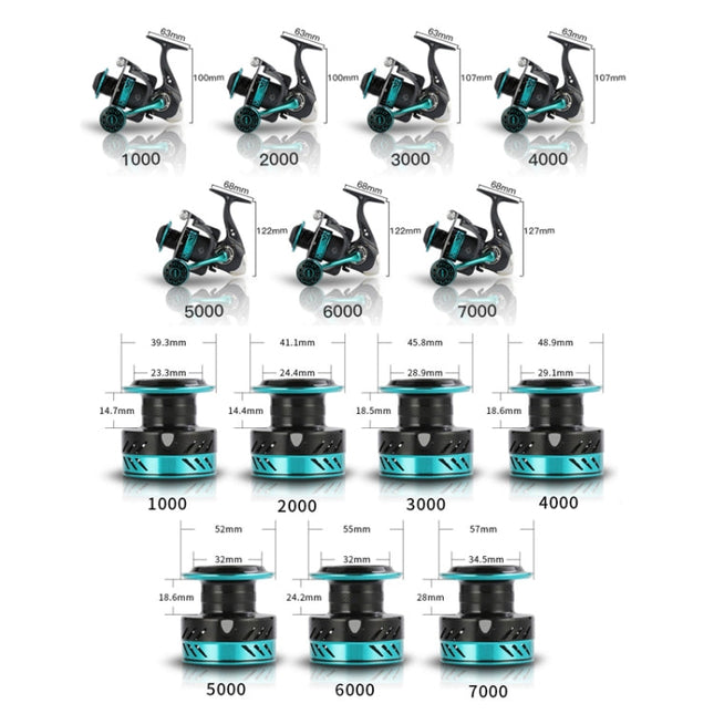 Metal Spinning Wheel CNC Rocker Throwing Rod Fish Wheel, Style:, DK1000 (EVA Grip), DK2000 (EVA Grip), DK3000 (EVA Grip), DK4000 (EVA Grip), DK5000 (EVA Grip), DK6000 (EVA Grip), DK7000 (EVA Grip), DK II1000 (Metal Ball Grip), DK II 2000 (Metal Ball Gr...
