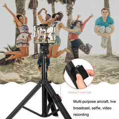 Aluminum Alloy Floor Phone Stand Live Bluetooth Phone Selfie Stick, QingZhuangShiDai ZP100, QingZhuangShiDai ZP100B