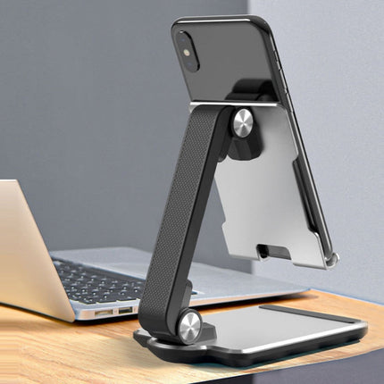 Portable Mobile Phone Tablet Desktop Stand, Square Swivel Dark Gray
