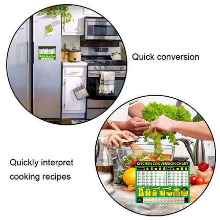 Kitchen Condiment Recipe Conversion Chart Magnetic Waterproof Sticker