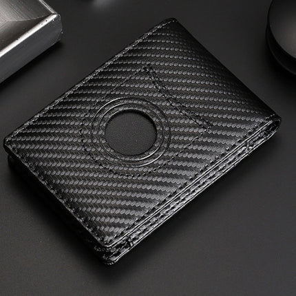 Tracker RFID Card Holder Leather Men Wallet for AirTag 2nd Gen / AirTag 1st Gen, Carbon Fiber, Plain Weave