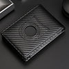 Tracker RFID Card Holder Leather Men Wallet for AirTag, Carbon Fiber, Plain Weave