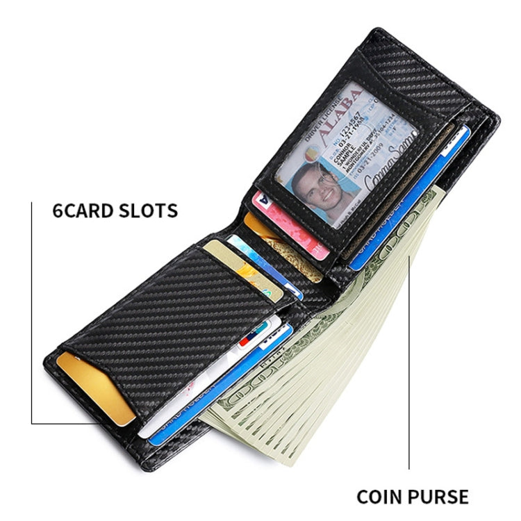 Tracker RFID Card Holder Leather Men Wallet for AirTag, Carbon Fiber, Plain Weave