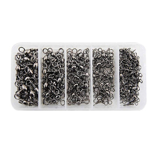 115 PCS / Box Bottle-Shaped Three-Pronged Swivel Stainless Steel Fishing Character Ring, 115 PCS / Box