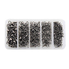 115 PCS / Box Bottle-Shaped Three-Pronged Swivel Stainless Steel Fishing Character Ring, 115 PCS / Box