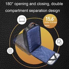 Bopai 61-70111 Cowhide Multi-compartment Waterproof Anti-theft Backpack with USB Charging Hole, 61-70111