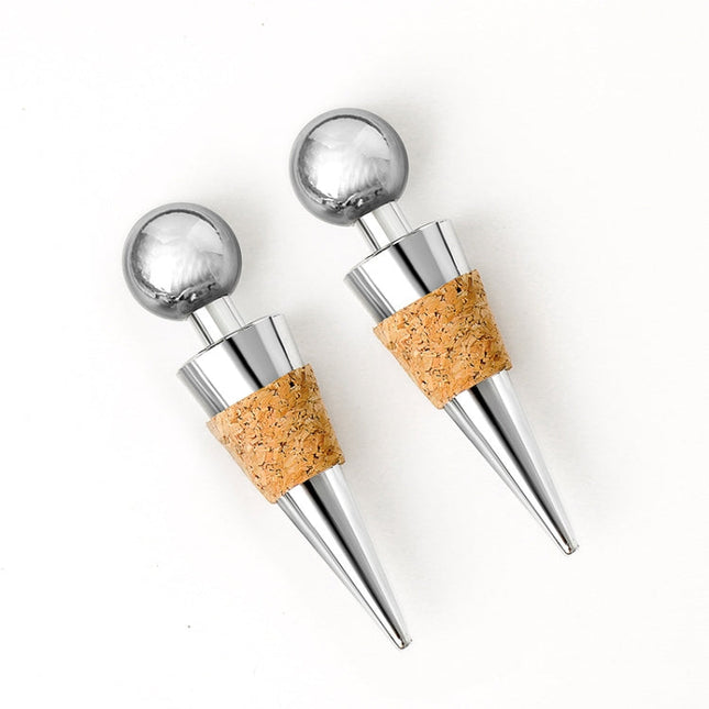 2 PCS Metal Cork Red Wine Stoppers Synthetic Wood Wine Corks, Metal Cork Wine Corks