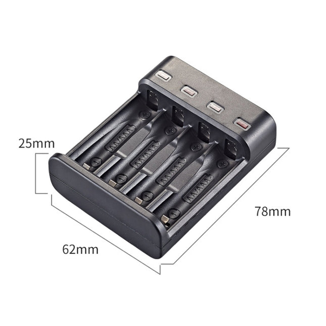 BMAX BH-804U AA AAA Rechargeable Battery Charger – 4-Slot Micro USB Black