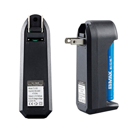 10 PCS BMAX Single Slot Direct Insert Power Supply 18650 Lithium Battery Charger, Single Slot EU Plug(Black), Single Slot US Plug(Black)