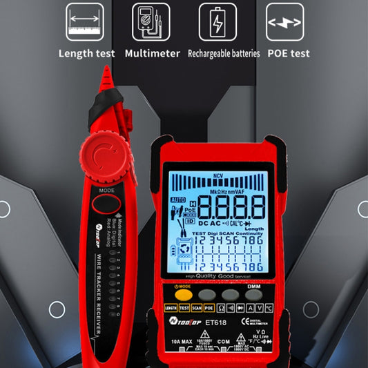 Rechargeable Adjustable Network Cable Tester Wire Tracker POE Cable Tester, ET616 (Red), ET618 (Red), ET616, ET618