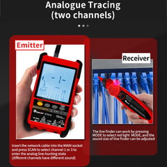 Rechargeable Adjustable Network Cable Tester Wire Tracker POE Cable Tester, ET616 (Red), ET618 (Red), ET616, ET618