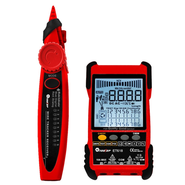Rechargeable Adjustable Network Cable Tester Wire Tracker POE Cable Tester, ET618 (Red), ET616 (Red)