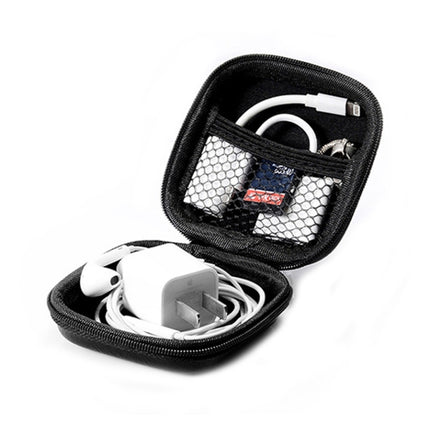 Retro Leather USB Data Cable Storage Bag Earphone Headset Case Pouch Box, Black, Brown, Gray