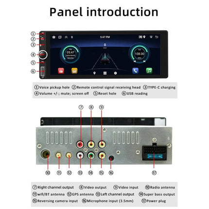Car Radio Wireless Bluetooth Hands-Free Android Navigation, 2+64G