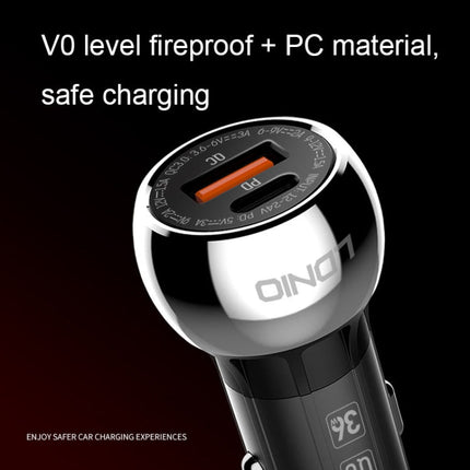 LDNIO C1 36W PD + QC 3.0 Car Fast Charger High Power Intelligent USB Car Charger, with Micro USB Cable, with 8 Pin Cable, with USB-C/Type-C Cable