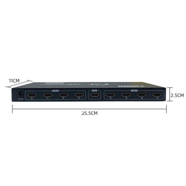 FJGEAR SM4K108 8 Ports HDMI Splitter 4K HD Audio And Video Splitter EU Plug, SM4K108