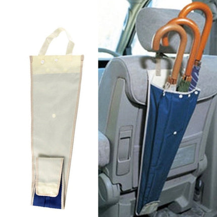 Car Umbrella Cover Foldable Storage Bag Hanging Seat Back Pocket, Blue White
