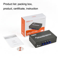 FJGEAR FJ-401AV Lotus Head Interface 4-way AV Audio and Video Switcher, FJ-401AV