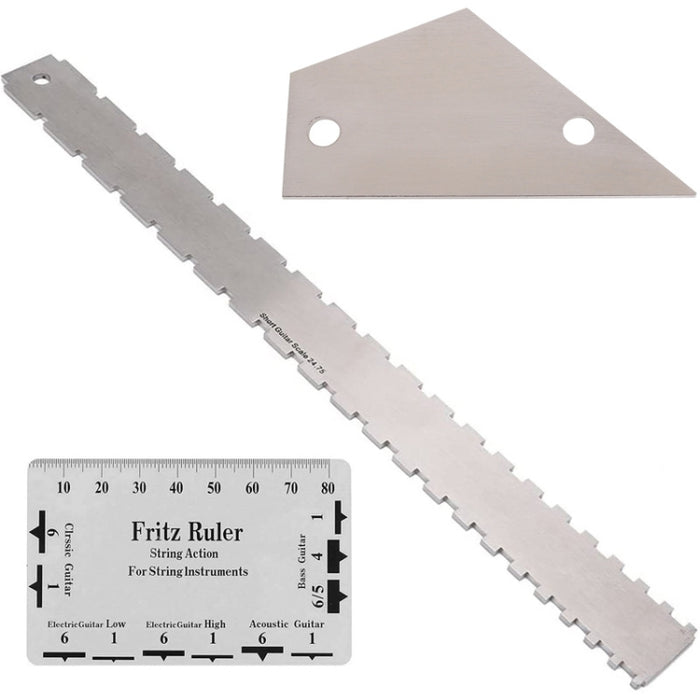 GNR3 Stainless Steel Measurement Bass Guitar Neck Ruler, Style:, Double Teeth, Double Teeth+String High Ruler, Double Teeth+Leveling Ruler, Double Teeth+Leveling Ruler+String High Ruler