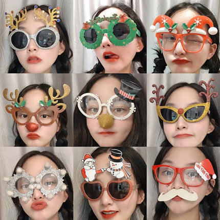 Christmas Weird Glasses Personalized Christmas Hair Clip, Deer Pulling Old Man, Christmas Bells, Large Oh Christmas Hat