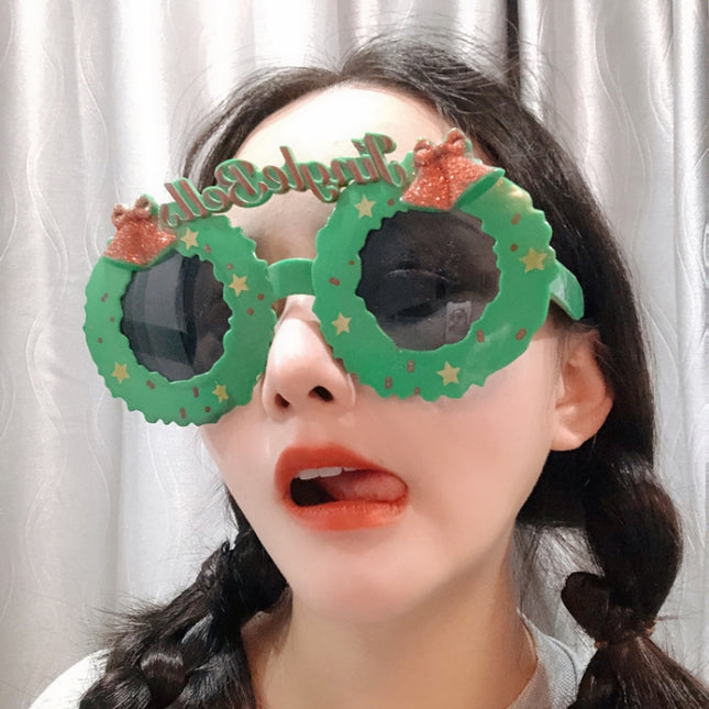 Christmas Weird Glasses Personalized Christmas Hair Clip, Deer Pulling Old Man, Christmas Bells, Large Oh Christmas Hat